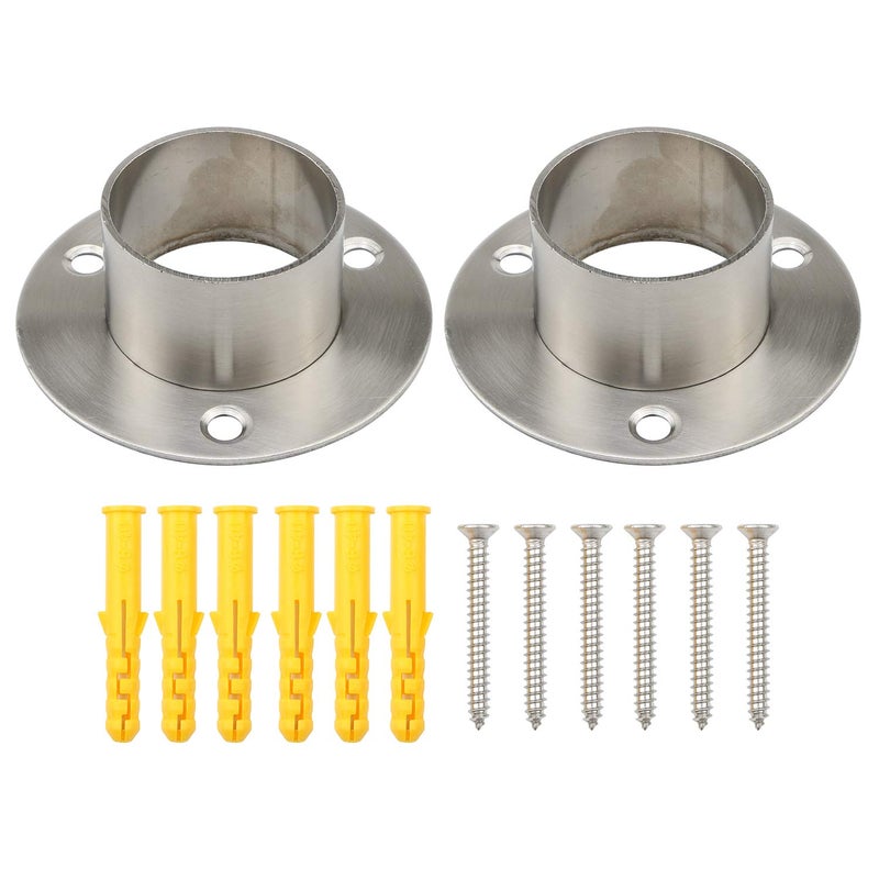 Pxyelec Stainless Steel Closet Rod Flange Holder for Diameter 1.5 inch (38mm) Steel Pipe, Pack of 2 - Image 1